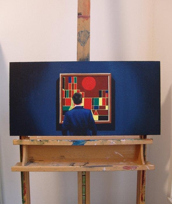 Gerard Boersma (1976) - Brug Und Sonne (painting of man, Antiek en Kunst, Kunst | Schilderijen | Modern