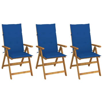 vidaXL Set van 3 klapstoelen met kussens, gemaakt van, Verzenden