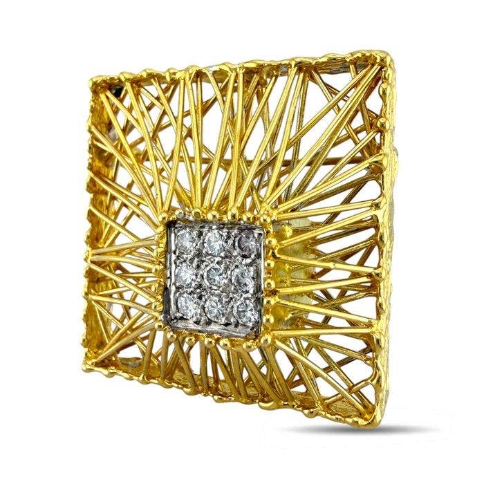 Broche - 18 karaat Geel goud, Exclusieve 18k geelgoud, Handtassen en Accessoires, Antieke sieraden