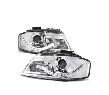 PHARES POUR AUDI A3 8P LED DAYLIGHT FOND CHROMÉ, Verzenden