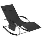 tectake Ligstoel Taya, ergonomisch, schommelfunctie - zwart,, Tuin en Terras, Tuinsets en Loungesets, Verzenden, Nieuw