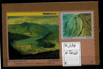 Italie 2001 - Rare variété du timbre-poste en soie sans