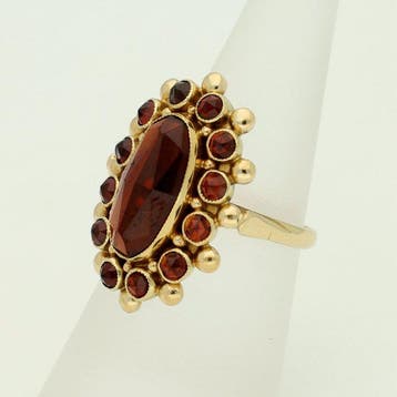 Ring - 14 karaat Geel goud - Granaat., Nieuw