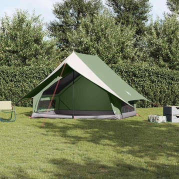 vidaXL Familietent met dak Groen en Wit 256 x 256 x 185 cm, Verzenden, Nieuw