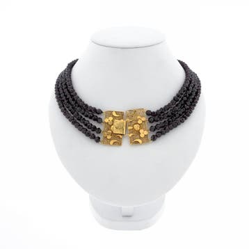 Antieke kralencollier met gouden sierslot (Ketting), Ophalen of Verzenden