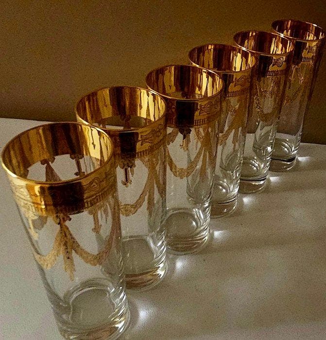 Drinkservies (6) - Glas, Antiquités & Art, Antiquités | Meubles | Tables