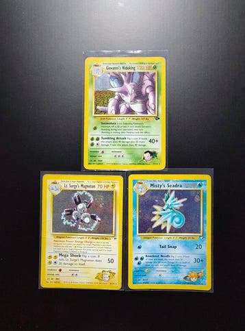 Pokémon - 3 Card - Giovannis Nidoking Holo - Mistys Seadra, Nieuw