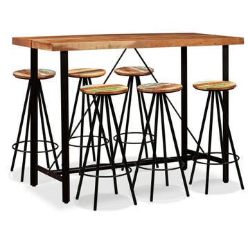 vidaXL 7-delige Barset massief acaciahout en gerecycled hout, Huis en Inrichting, Verzenden, Nieuw