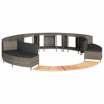 vidaXL Hottub-ombouw poly rattan massief acaciahout grijs, Tuin en Terras, Verzenden, Nieuw