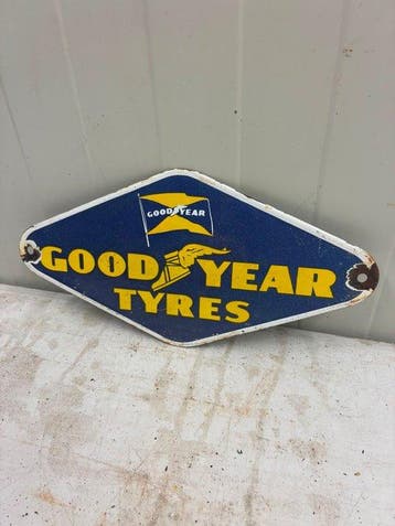 Goodyear Tyres – Vintage Emaille Reclamebord – Automobilia /