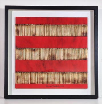 Bernard Aubertin (1934-2015) - Dessin de Feu sur Table Rouge