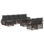 vidaXL Tuinbank Set 10 pcs Grijs en Donkergrijs poly rattan, Tuin en Terras, Verzenden, Nieuw