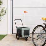 vidaXL Hondenfietstrailer oxford stof en ijzer grijs en, Verzenden