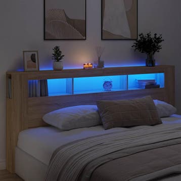 vidaXL Hoofdbord met LED 220x18,5x103,5 cm bewerkt hout, Verzenden, Nieuw