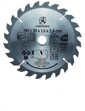 Bgs Technic Hardmetalen cirkelzaagblad, diameter 190 mm, 24, Verzenden, Nieuw