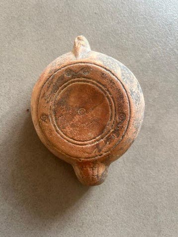 Oud-Romeins Terracotta Lamp olie Romaine Ibex Antilope - 11, Antiek en Kunst