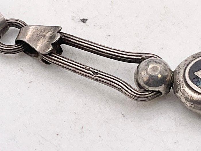 Catena Argento con Chiave . Smalto nero . Gancio a vite ., Bijoux, Sacs & Beauté, Montres | Hommes