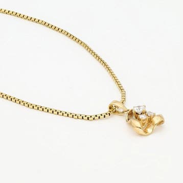 Halsketting - 14 karaat Geel goud Diamant (Natuurlijk)