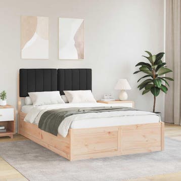 vidaXL Bedframe met Gevoerde Hoofdbord Zwart 120 x 200 cm, Verzenden, Nieuw