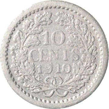 Nederland. Wilhelmina. 10 Cents 1910 t/m 1925 compleet (12, Timbres & Monnaies