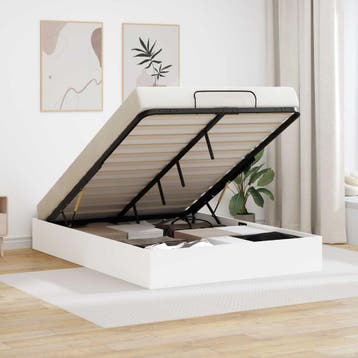 vidaXL Ottoman Bedframe Wit 193 x 120 x 25 cm Geconstrueerd, Verzenden, Nieuw