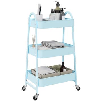 vidaXL Opbergtrolley 3-laags 42x41,5x77 cm staal blauw, Doe-het-zelf en Bouw, Transportwagens, Verzenden, Nieuw