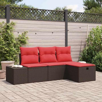 vidaXL Tuinbank Set 4 st poly rattan, Verzenden, Nieuw