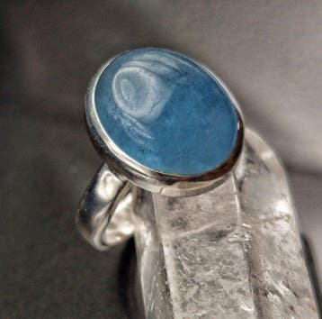 Ring van zilver 925 met aquamarijn van topkwaliteit, uniek