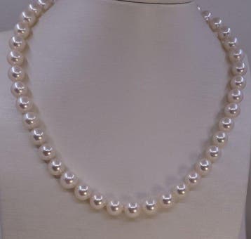 Halsketting 9×9,5 mm Akoya parels, Nieuw