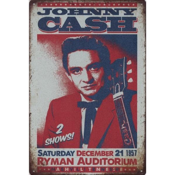 Wandbord Concert Bord - Johnny Cash Nashville 1957, Collections, Musique, Artistes & Célébrités