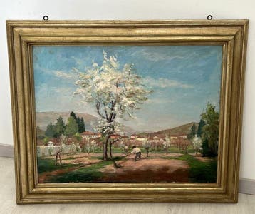 Riccardo Brambilla (1871-1965) - Ciliegio fiorito - XL, Antiek en Kunst, Kunst | Schilderijen | Klassiek