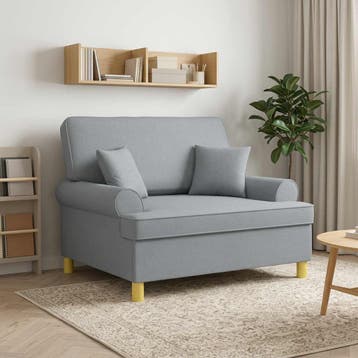 vidaXL Fauteuil met Kussens Lichtgrijs Stof, Verzenden
