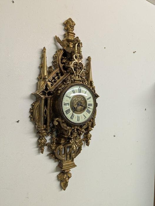 Cartel klok - Brons, Messing - 1850-1900 - Met een draak, Antiquités & Art, Antiquités | Horloges