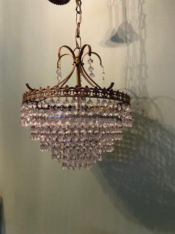 Lustre - Laiton, Cristal - Grappes de cristaux