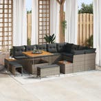 vidaXL Tuinbank Set 12 pcs Grijs Poly Riet en Poedergecoat, Tuin en Terras, Verzenden, Nieuw
