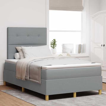 vidaXL LED Box Spring Bed met hoofdeinde Lichtgrijs 120 x, Verzenden