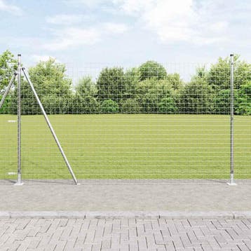 vidaXL Hekpaal met betonnen voet 13 st zilver Gepoedercoat, Verzenden, Nieuw