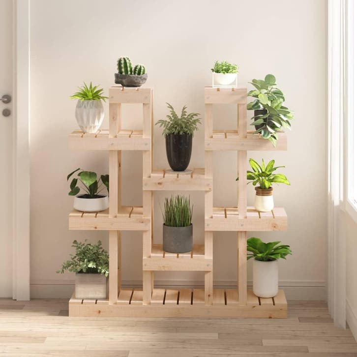 vidaXL Plantenstandaard 104,5x25x109,5 cm massief grenenhout, Tuin en Terras, Bloembakken en Plantenbakken, Nieuw, Verzenden