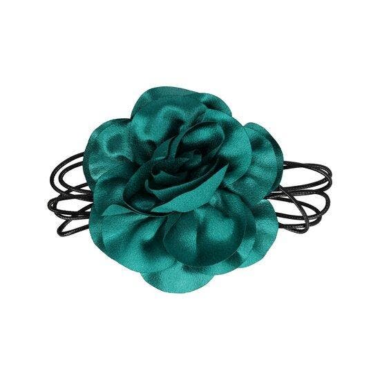 Haarband Bloem - Veter - Striklint - Zeegroen, Bijoux, Sacs & Beauté, Beauté | Soins des cheveux