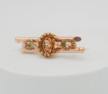 Broche - 14 carats Or jaune Perle