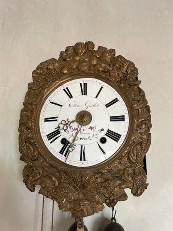 Comtoise klok - Messing, Emaille - 1850-1900, Antiquités & Art, Antiquités | Horloges