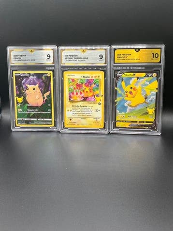 Pokémon - 3 Graded card Pikachu lot - GG 9 - Sword & Shield