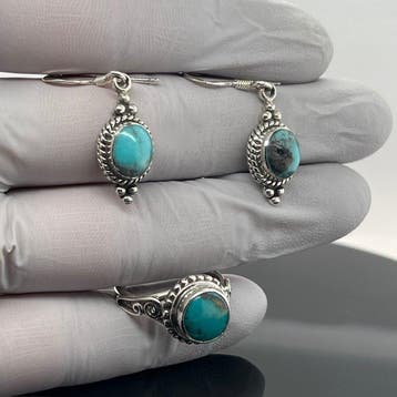 Argent - Ensemble de bijoux 2 pièces - turquoise