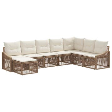vidaXL Tuinbank Set 8 pcs Beige poly rattan, Verzenden, Nieuw
