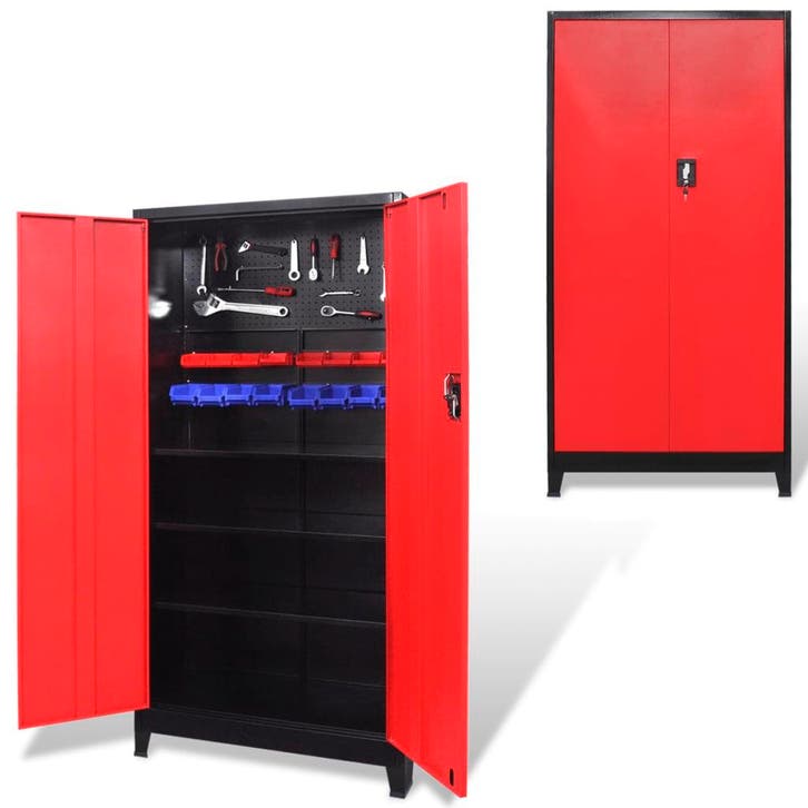 vidaXL Gereedschapskast met 2 deuren 90x40x180 cm staal, Bricolage & Construction, Boîtes à outils, Envoi