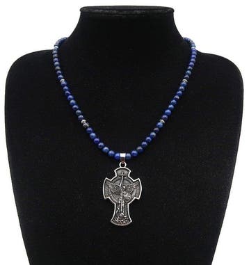 Lapis lazuli - Halsketting - Medaillon - Aartsengel Michaël