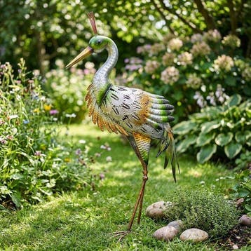 African Crowned Crane - Beeldje - Staal, Antiek en Kunst