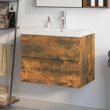 vidaXL Wastafelkast met ingebouwde wasbak bewerkt hout, Verzenden