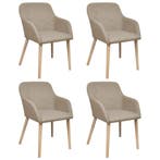 vidaXL Eetkamerstoelen 4 st stof en massief eikenhout beige, Verzenden, Nieuw