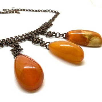 Oude ambachtelijke brede kraagketting met natuurlijke